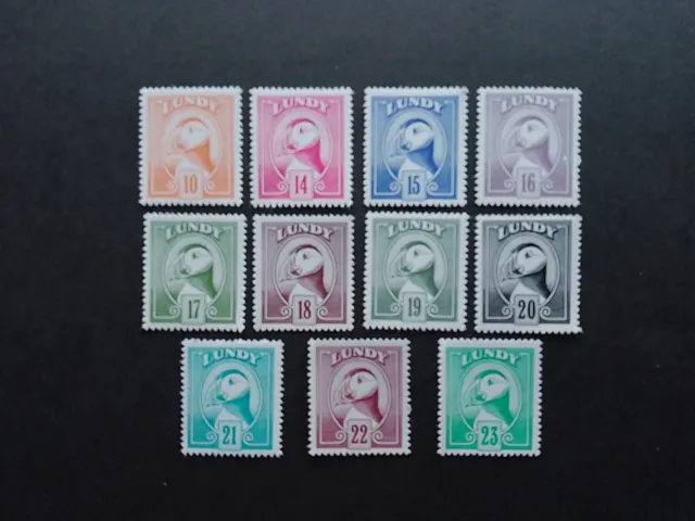 Lundy Island 1982 Definitives Set Of Eleven Unmounted Mint.