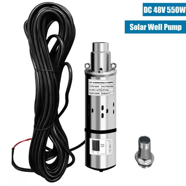 3'' DC 48V Solar Deep Well Pump Water Pump 396GPH Stainless Steel Submersible