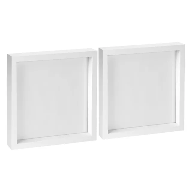 2x White 10" x 10" 3D Box Photo Frames Standing Hanging Craft Shadow Picture