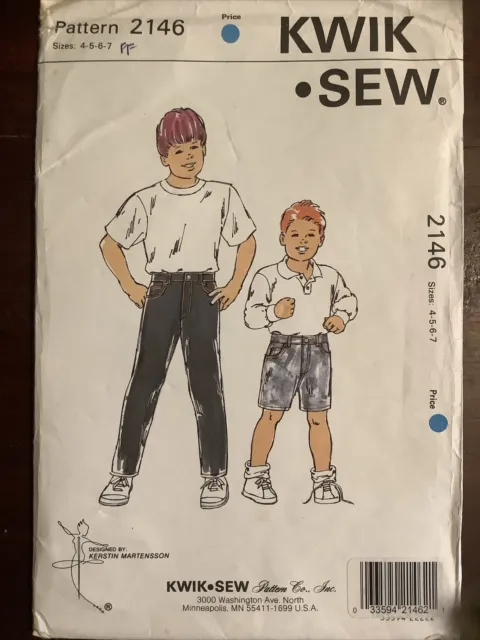 New KWIK SEW Child Boys Jeans & Shorts Pattern 2146  Size 4-7