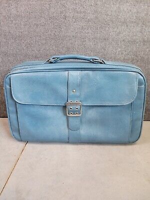 Vintage Samsonite Blue Leather Luggage Suitcase Silhouette II