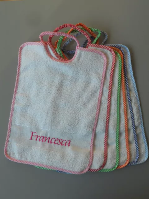 Bavaglino Bimba Per Asilo Ricamato Personalizzatocm 26X34 Con Elastico