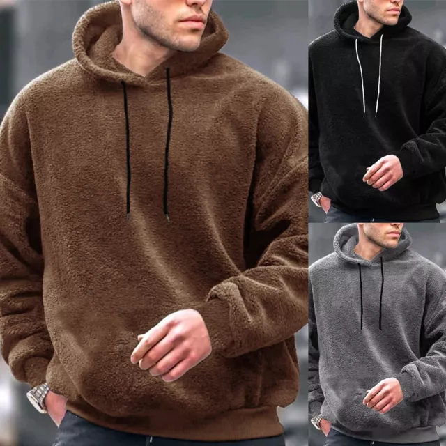 Sweat-shirt à capuche polaire doux et confortable pour hommes pull chaud hiver