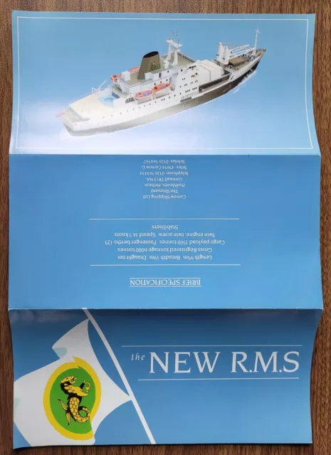 Curnow Shipping Co Broschüre mit einem neuen RMS als Ersatz für St. Helena
