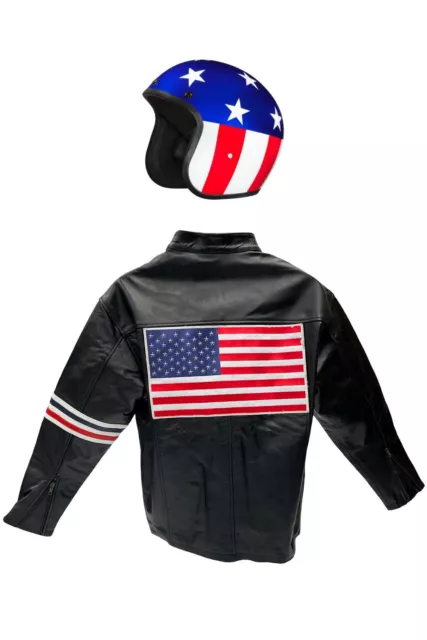 Wyatt Williams Motorcycle Jacket And Helmet Easy Rider Costume Captain America