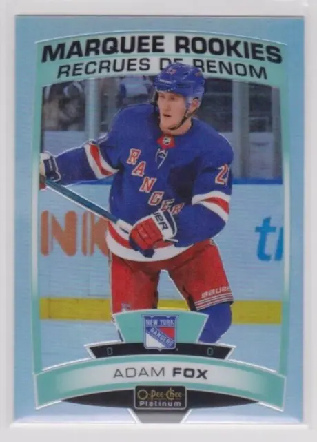 ADAM FOX 2019-20 O-Pee-Chee Platinum Rainbow parallel #178 Marquee Rookie OPC UD