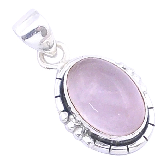 Hand Carved 5.88cts Natural Pink Rose Quartz 925 Silver Pendant Jewelry U56837