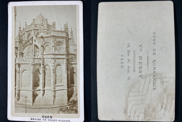 Tirage Albuminé Vintage - Église Saint-Pierre De Caen, France - Circa 1875 - 11x16 Cm