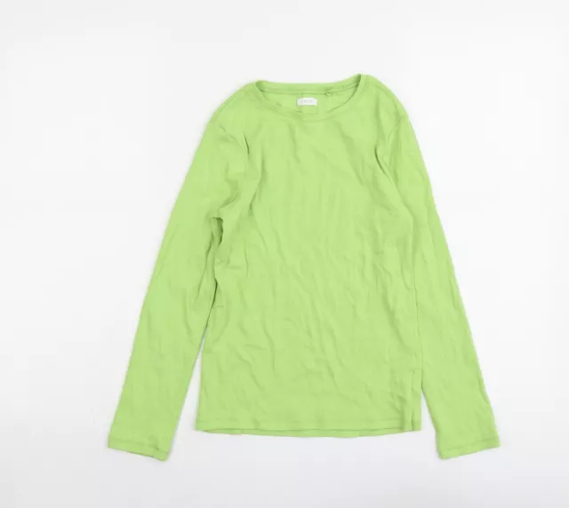 Camiseta básica de algodón verde para niñas talla 12 años cuello redondo