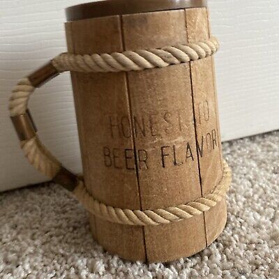 Vintage Drewrys Beer Advertising Nautical Wooden Rope Plastic Beer Stein Mug-EUC 5
