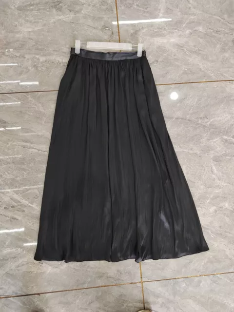 Maje High Waist Pleated Skirt Silk Blended A-line Midi Skirt for Women