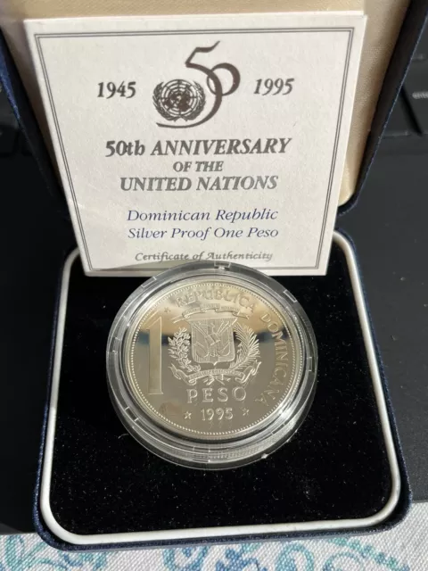 Dominican Republic 1 Peso 1995 Proof Republica Dominicana Silver