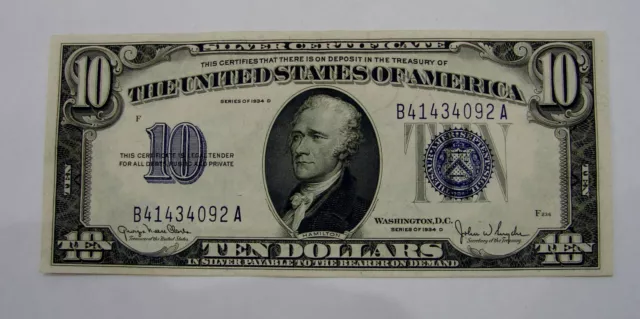 1934 D - $10 Silver Certificate - Light Circulated
