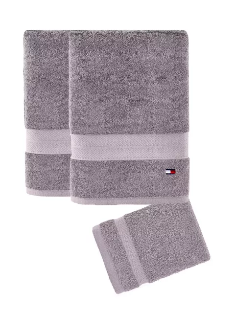 SET OF TOMMY Hilfiger Towels Grey With 1 Grey Washcloth $13.75 - PicClick