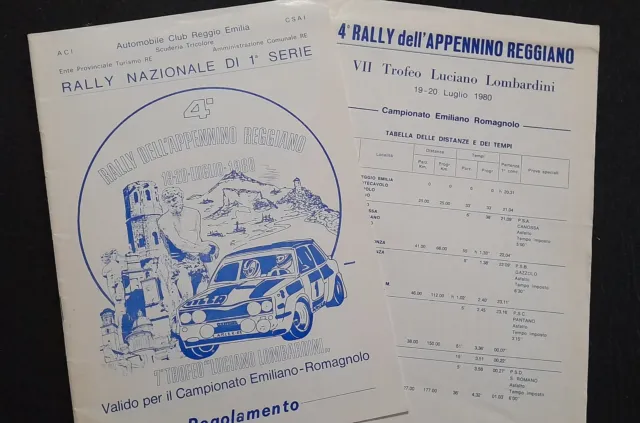 Rally Appennino Reggiano 1980 Programma