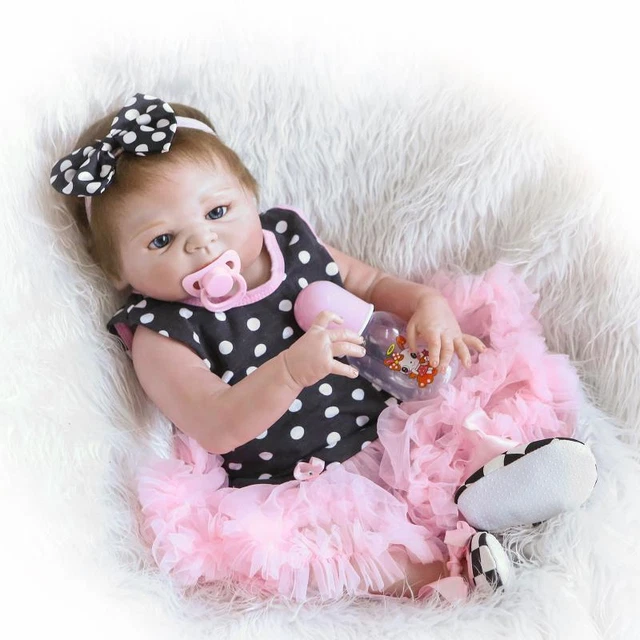 23" Newborn Lifelike Handmade Reborn Baby Doll Full Body Silicone Vinyl Girl