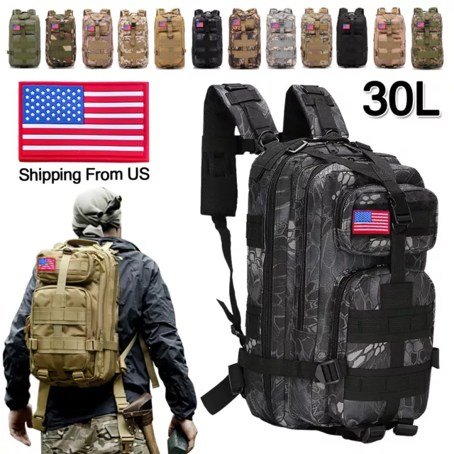 30L Military Molle Tactical Backpack Rucksack Camping Hiking Bag Outdoor Travel