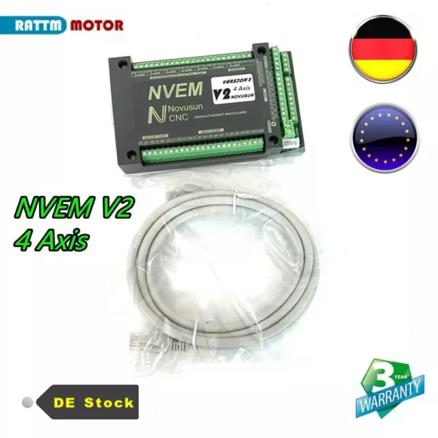 「Ger」4 Axis NVEM V5 CNC Motor Controller Mach3 Motion Control Card Ethernet Port