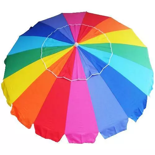 Beachkit Carnivale 240cm Beach Umbrella 98% UV Protection UPF50+ Rainbow