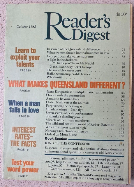 Reader's Digest Vintage Magazine October 1982 - Family History War News......