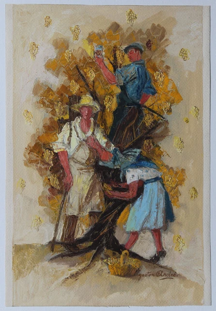gaston-andre-peinture-la-recolte-des-raisins-eur-300-00-picclick-fr