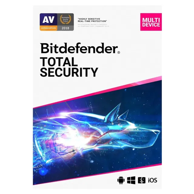 Bitdefender Total Security 2024 200MB VPN 5 PC Devices 1 Year (CARD BY POST)