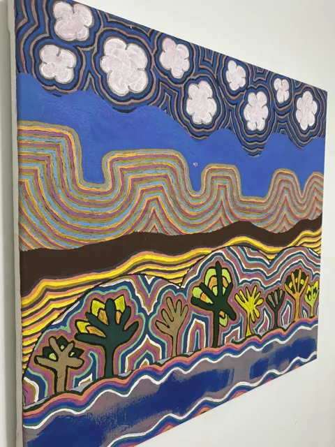 Aboriginal Art Painting by Marcia Pitjara Peterson My Landscape, 74cm x 70 cm.