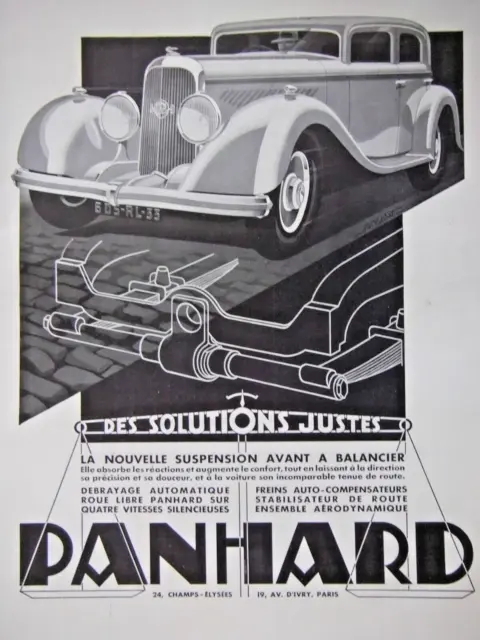 1934 Panhard Solutions Press Advertisement Just Front Balance Suspension