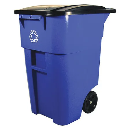 Rubbermaid Commercial Fg9w2773blue 50 Gal Rectangular Recycling Bin, Flat Top,