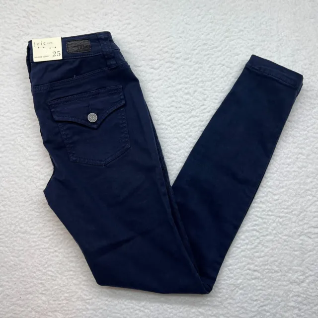 NWT Joie So Real Skinny Navy Cargo Jeans Pants Ankle Zip Size 25 x 28