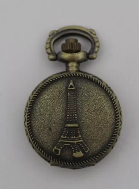 Reloj de Bolsillo de Cuarzo Torre Eiffel París de Bronce/Llavero/Reloj de Collar