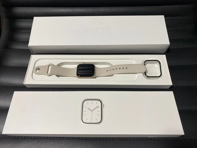 Apple Watch Series 7 41mm Starlight Aluminium Case with Starlight Rubber Band...