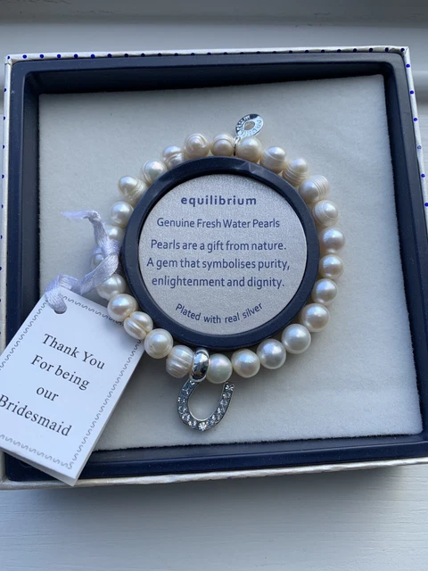 Bracciale Damigella d'onore Equilibrium Perla d'acqua dolce diamante ferro di cavallo matrimonio