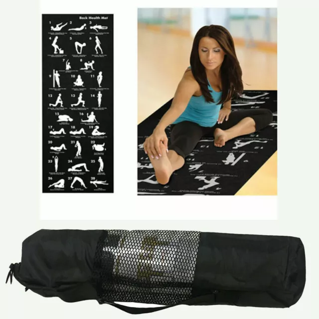 28 Position Exercise Yoga Mat Non Slip Fitness Gym Workout Mat & Carry Bag