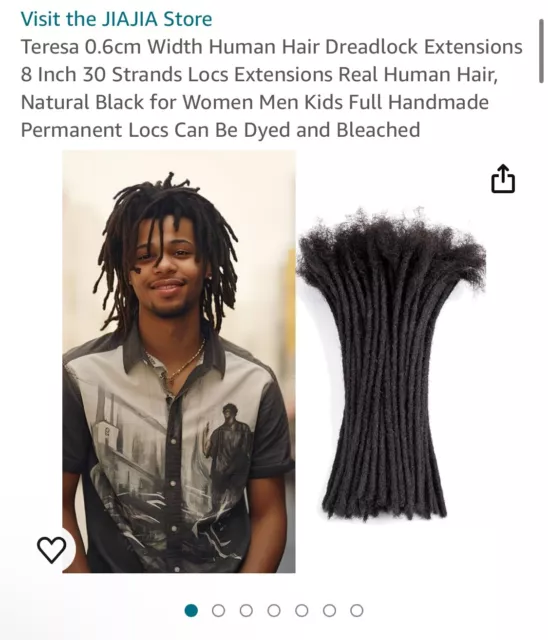 10 Inch 0.6 Cm Black Human Hair Dreadlocks 30 Strands