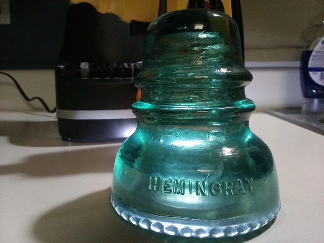 CD 152 Green HEMINGRAY No. 40 Antique Glass Telegraph Insulator HOOPSKIRT G9