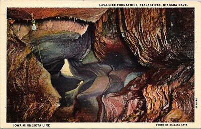 Lava Like Stalactites Niagara Cave Iowa Minnesota Line MN c1947 Postcard