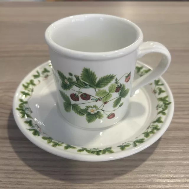 Portmeirion Summer Strawberries Espresso Coffee Demi Tasse Cup and Saucer