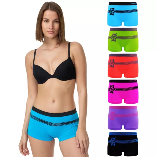 6er Paquete Mujer Calzoncillos Bóxer Braguitas Ropa Minishorts Microfibra Slip