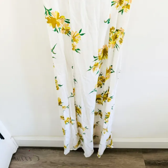 Flynn Skye White Green Floral Bardot Maxi Dress S 3