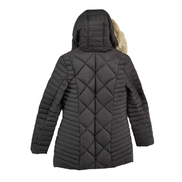 Marc New York Kameron Fur Trim Puffer Coat Womens Black Down Hooded Size S 2