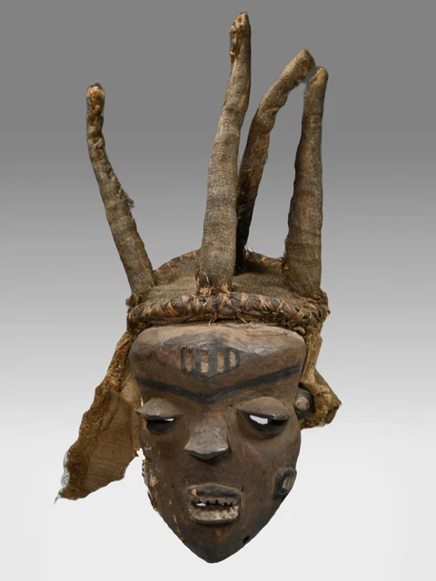 African Pende Mbuya Mask DR Congo 20” Tall x 8” Wide Ex. Leonard Kahan