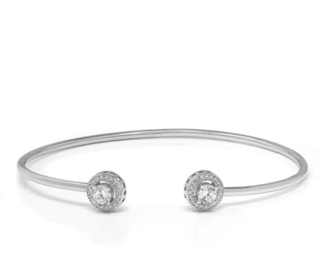 Say It With Diamonds Silver Halo Bangle Cubic Zirconia £61