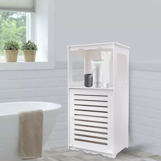 Badschrank Badezimmerschrank mit 3 Ablagen, Modern Weiß Kleiner Schrank Bad