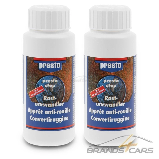 2x 100ml PRESTO STOP CONVERTITORE RUGGINE CORROSIONE PROTEZIONE RUGGINE PRIMER RISANAMENTO