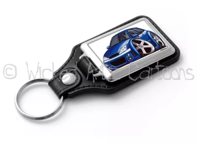 WickedKarz Cartoon Car Art Ford Focus RS MK1 2002+ in Blue Stylish Key Ring