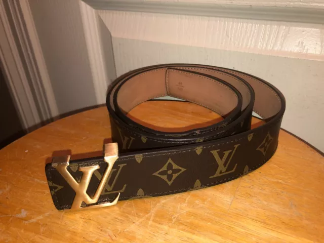 LOUIS VUITTON ST. Tulle Lv Initial Monogram Leather Brown Belt Men 48/120  Paris $233.30 - PicClick