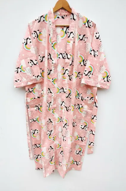 Cotton Kimono Robe Beach Wear Baby Panda Print Girls Wear Kimono Resort Wear
