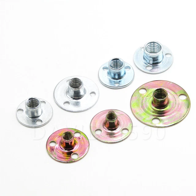 1/4 M6 M8 M10 Stahl, runde Basis T-Mutter Drei Brad-Loch Möbel-T-Mutter