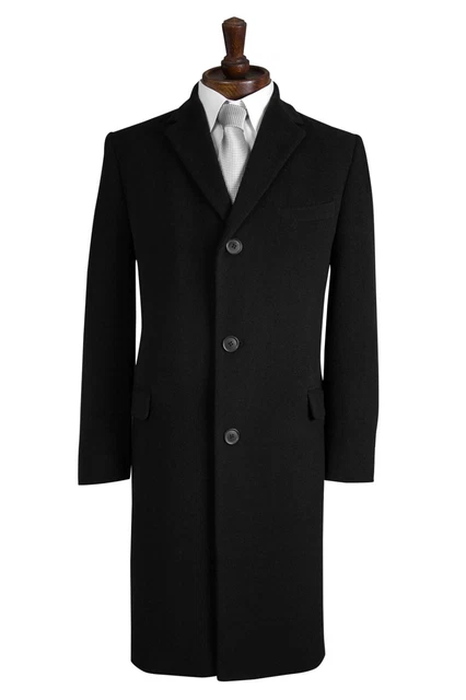 Paliducho Anteojeras Abrigo Negro Cromby Estilo Lana Topcoat Satén Rojo Forro